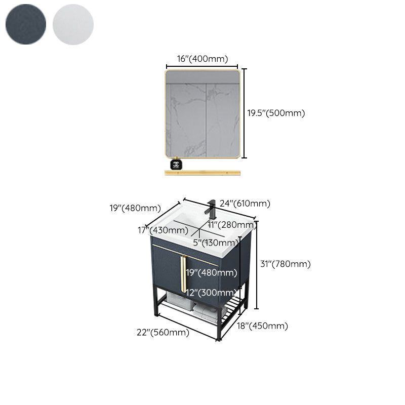 Bathroom Vanity Rectangular Drawers Mirror Storage Shelf with Faucet Clearhalo 'Bathroom Remodel & Bathroom Fixtures' 'Bathroom Vanities' 'bathroom_vanities' 'Home Improvement' 'home_improvement' 'home_improvement_bathroom_vanities' 7041710