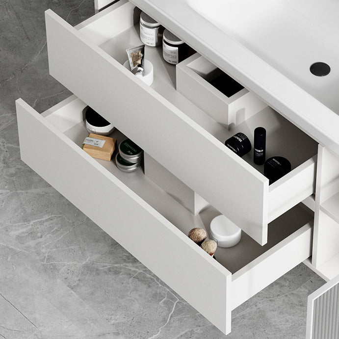 White Wood Vanity Wall Mount Glam Single Sink Mirror Bathroom Vanity with Drawers Clearhalo 'Bathroom Remodel & Bathroom Fixtures' 'Bathroom Vanities' 'bathroom_vanities' 'Home Improvement' 'home_improvement' 'home_improvement_bathroom_vanities' 7043656