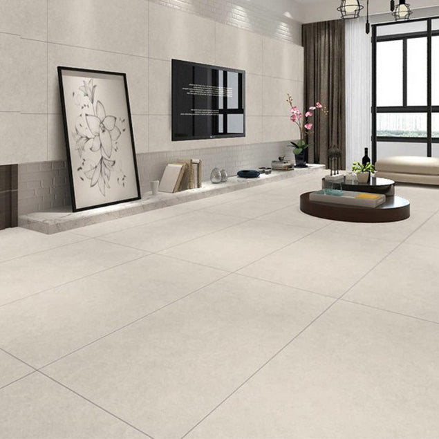 Floor Tile Straight Edge Pure Color Square Singular Floor Tile for Living Room Off-White 18 Pieces Clearhalo 'Floor Tiles & Wall Tiles' 'floor_tiles_wall_tiles' 'Flooring 'Home Improvement' 'home_improvement' 'home_improvement_floor_tiles_wall_tiles' Walls and Ceiling' 7043817