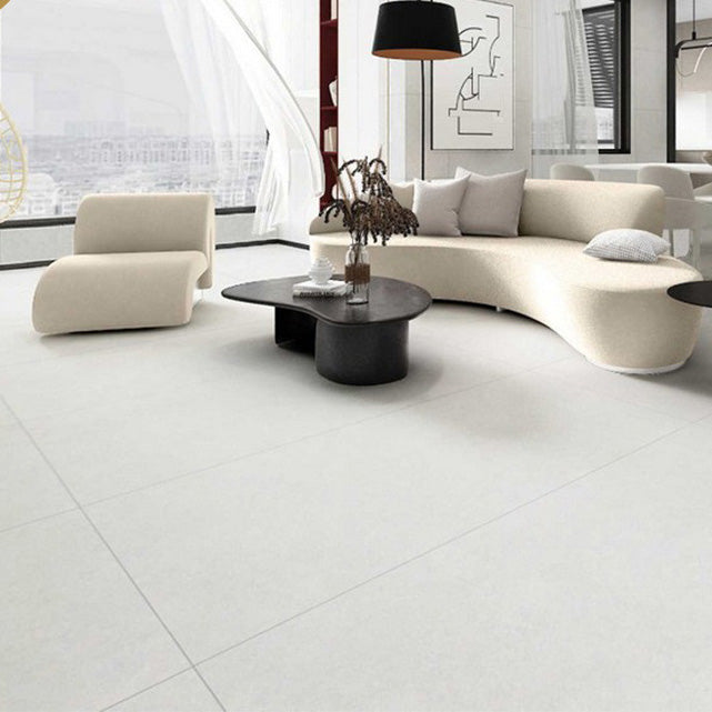 Floor Tile Straight Edge Pure Color Square Singular Floor Tile for Living Room White 18 Pieces Clearhalo 'Floor Tiles & Wall Tiles' 'floor_tiles_wall_tiles' 'Flooring 'Home Improvement' 'home_improvement' 'home_improvement_floor_tiles_wall_tiles' Walls and Ceiling' 7043823
