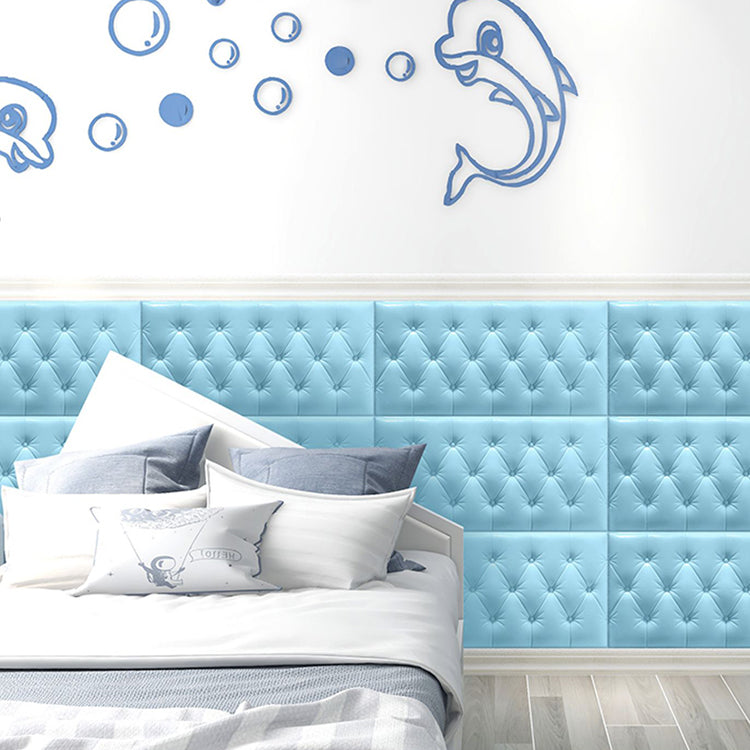 Contemporary Wainscoting Peel and Press Wainscoting with Cushion Blue 10-Piece Set Clearhalo 'Flooring 'Home Improvement' 'home_improvement' 'home_improvement_wall_paneling' 'Wall Paneling' 'wall_paneling' 'Walls & Ceilings' Walls and Ceiling' 7043945