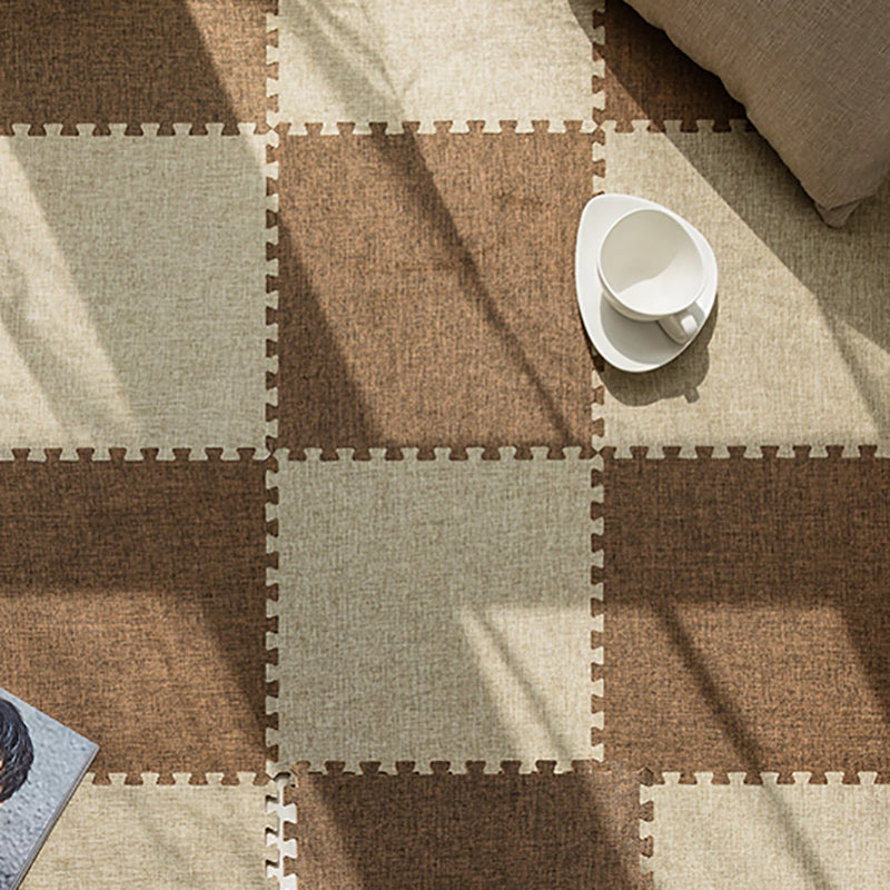 Carpet Tile Non-Skid Fade Resistant Solid Color Interlocking Carpet Tiles Living Room Coffee Khaki Clearhalo 'Carpet Tiles & Carpet Squares' 'carpet_tiles_carpet_squares' 'Flooring 'Home Improvement' 'home_improvement' 'home_improvement_carpet_tiles_carpet_squares' Walls and Ceiling' 7044097