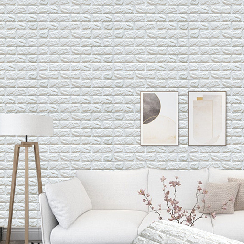 Modern Wall Plank 3D Brick Bedroom and Living Room Wall Panels White Nano Strong Glue Fund 1968.5" Clearhalo 'Flooring 'Home Improvement' 'home_improvement' 'home_improvement_wall_paneling' 'Wall Paneling' 'wall_paneling' 'Walls & Ceilings' Walls and Ceiling' 7044174