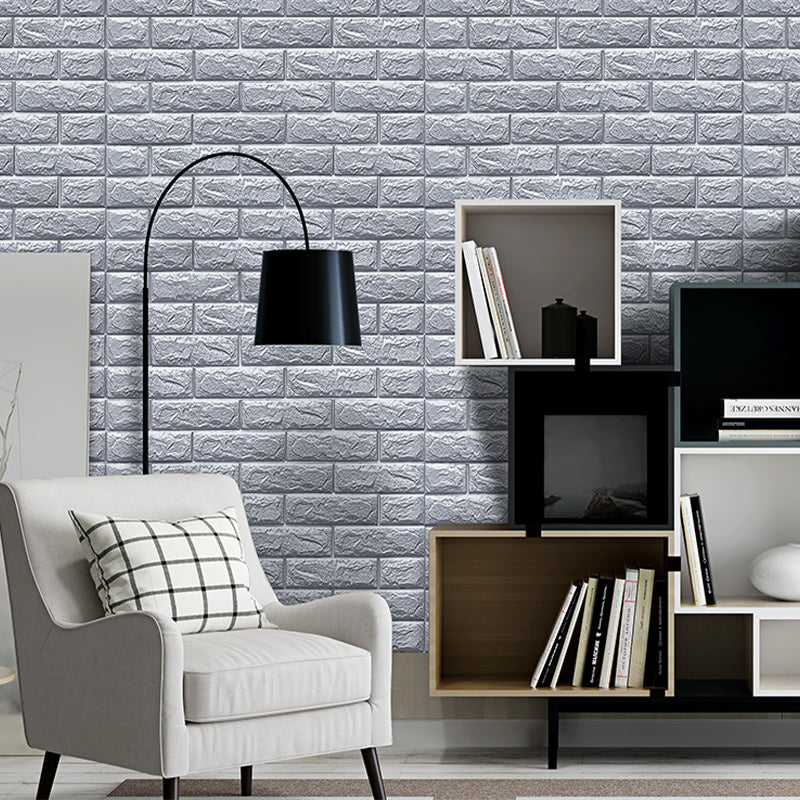 Modern Wall Plank 3D Brick Bedroom and Living Room Wall Panels Silver Gray Nano Strong Glue Fund 1181.1" Clearhalo 'Flooring 'Home Improvement' 'home_improvement' 'home_improvement_wall_paneling' 'Wall Paneling' 'wall_paneling' 'Walls & Ceilings' Walls and Ceiling' 7044179