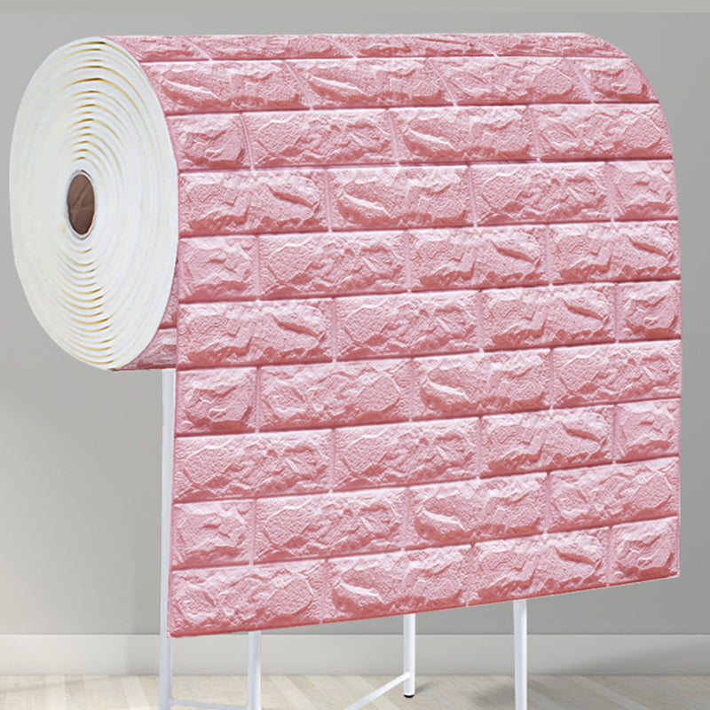 Modern Wall Plank 3D Brick Bedroom and Living Room Wall Panels Light Pink Nano Strong Glue Fund 393.7" Clearhalo 'Flooring 'Home Improvement' 'home_improvement' 'home_improvement_wall_paneling' 'Wall Paneling' 'wall_paneling' 'Walls & Ceilings' Walls and Ceiling' 7044180