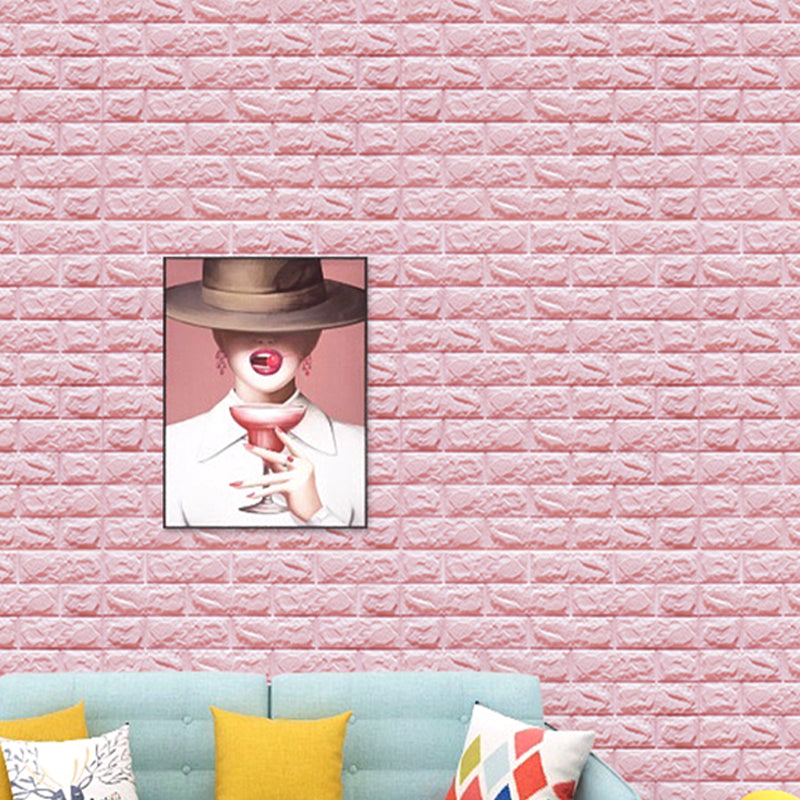 Modern Wall Plank 3D Brick Bedroom and Living Room Wall Panels Light Pink Nano Strong Glue Fund 787.4" Clearhalo 'Flooring 'Home Improvement' 'home_improvement' 'home_improvement_wall_paneling' 'Wall Paneling' 'wall_paneling' 'Walls & Ceilings' Walls and Ceiling' 7044181