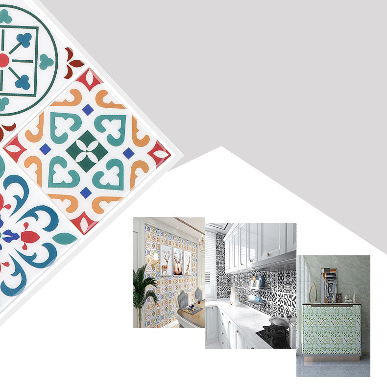 Square Print Plastic Peel & Stick Tile Field Tile for Backsplash Wall Clearhalo 'Flooring 'Home Improvement' 'home_improvement' 'home_improvement_peel_stick_blacksplash' 'Peel & Stick Backsplash Tile' 'peel_stick_blacksplash' 'Walls & Ceilings' Walls and Ceiling' 7044303