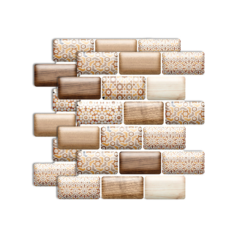 Plastic Peel and Stick Tile Indoor Subway Tile Wallpaper with Waterproof Brown Yellow Clearhalo 'Flooring 'Home Improvement' 'home_improvement' 'home_improvement_peel_stick_blacksplash' 'Peel & Stick Backsplash Tile' 'peel_stick_blacksplash' 'Walls & Ceilings' Walls and Ceiling' 7044351