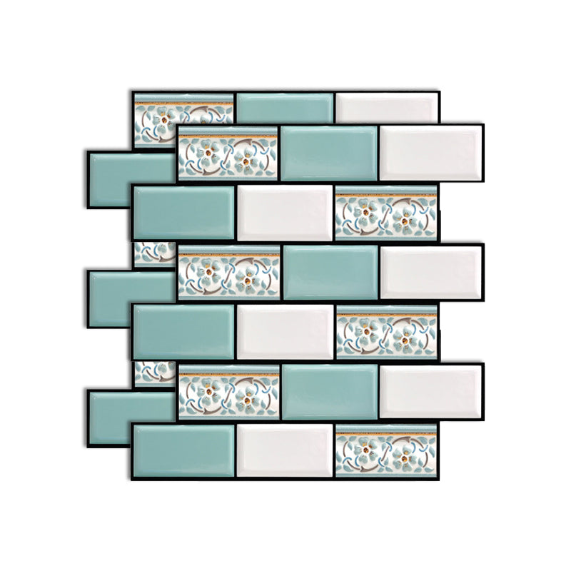Plastic Peel and Stick Tile Indoor Subway Tile Wallpaper with Waterproof Turquoise Clearhalo 'Flooring 'Home Improvement' 'home_improvement' 'home_improvement_peel_stick_blacksplash' 'Peel & Stick Backsplash Tile' 'peel_stick_blacksplash' 'Walls & Ceilings' Walls and Ceiling' 7044355