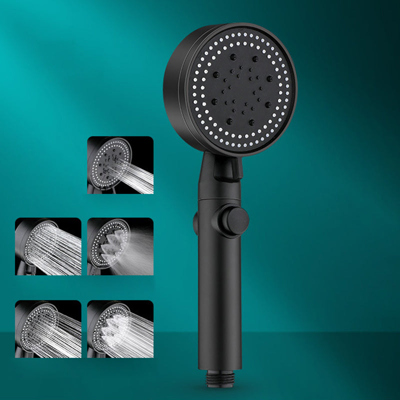 5 Sprays Shower Head Round Wall Mounted Plastic Wall Supply Holder Handheld Shower Head Black Hand Shower Hose not included Clearhalo 'Bathroom Remodel & Bathroom Fixtures' 'Home Improvement' 'home_improvement' 'home_improvement_shower_heads' 'Shower Heads' 'shower_heads' 'Showers & Bathtubs Plumbing' 'Showers & Bathtubs' 7044373