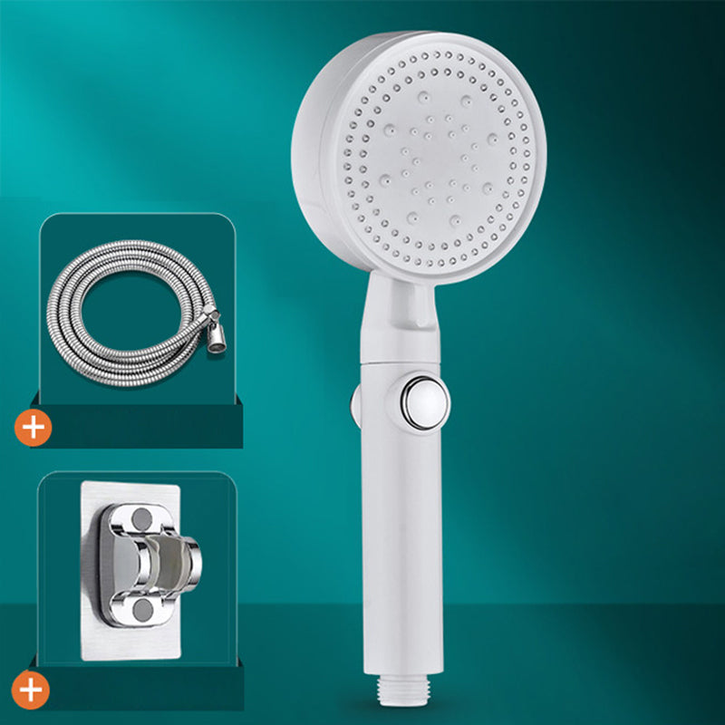 5 Sprays Shower Head Round Wall Mounted Plastic Wall Supply Holder Handheld Shower Head White Shower Heads with Holder and Hose Clearhalo 'Bathroom Remodel & Bathroom Fixtures' 'Home Improvement' 'home_improvement' 'home_improvement_shower_heads' 'Shower Heads' 'shower_heads' 'Showers & Bathtubs Plumbing' 'Showers & Bathtubs' 7044375