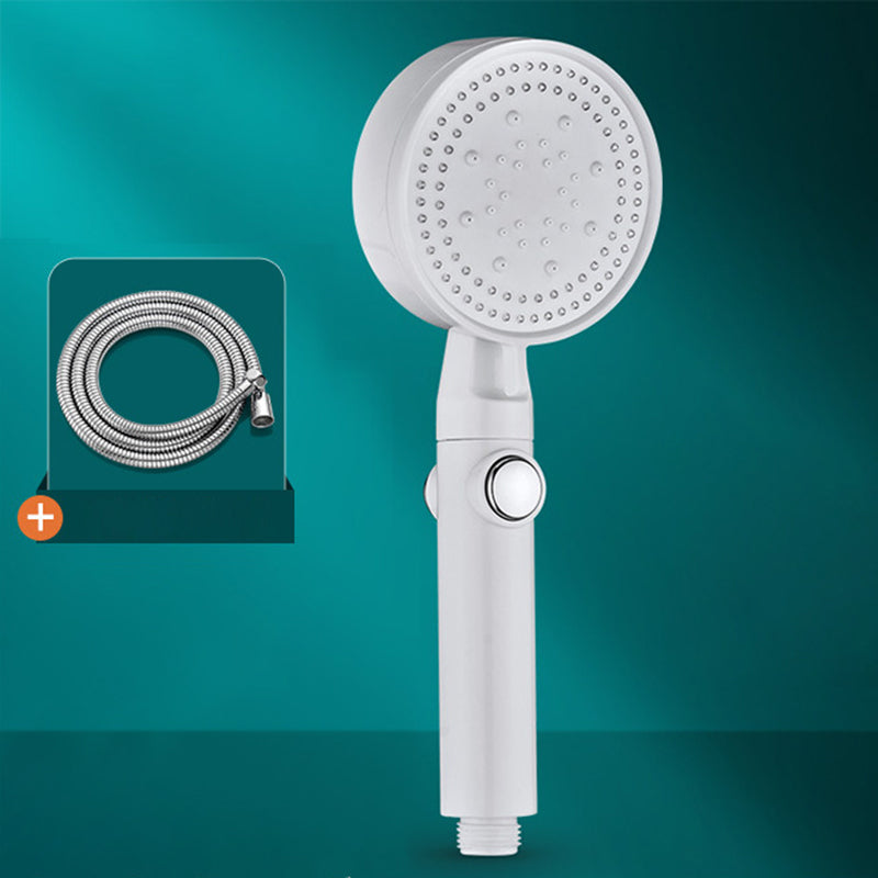 5 Sprays Shower Head Round Wall Mounted Plastic Wall Supply Holder Handheld Shower Head White Shower Head with Hose Clearhalo 'Bathroom Remodel & Bathroom Fixtures' 'Home Improvement' 'home_improvement' 'home_improvement_shower_heads' 'Shower Heads' 'shower_heads' 'Showers & Bathtubs Plumbing' 'Showers & Bathtubs' 7044379