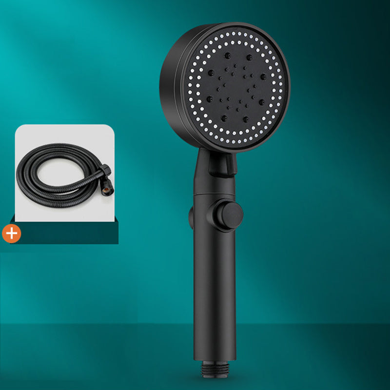 5 Sprays Shower Head Round Wall Mounted Plastic Wall Supply Holder Handheld Shower Head Black Shower Head with Hose Clearhalo 'Bathroom Remodel & Bathroom Fixtures' 'Home Improvement' 'home_improvement' 'home_improvement_shower_heads' 'Shower Heads' 'shower_heads' 'Showers & Bathtubs Plumbing' 'Showers & Bathtubs' 7044381