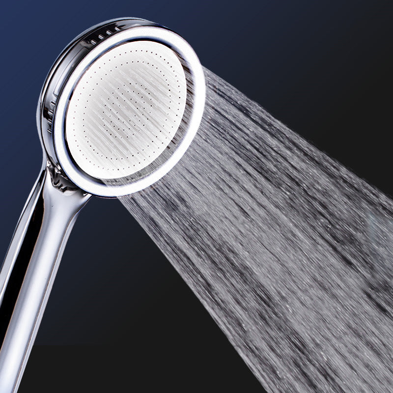 Round Handheld Shower Head Plastic Contemporary Style Shower Head Silver Clearhalo 'Bathroom Remodel & Bathroom Fixtures' 'Home Improvement' 'home_improvement' 'home_improvement_shower_heads' 'Shower Heads' 'shower_heads' 'Showers & Bathtubs Plumbing' 'Showers & Bathtubs' 7044387