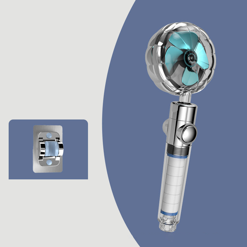 Contemporary Hand Shower Round Plastic Hand Shower with Adjustable Spray Pattern Blue Shower Head with Wall Pedestal Clearhalo 'Bathroom Remodel & Bathroom Fixtures' 'Home Improvement' 'home_improvement' 'home_improvement_shower_heads' 'Shower Heads' 'shower_heads' 'Showers & Bathtubs Plumbing' 'Showers & Bathtubs' 7044407