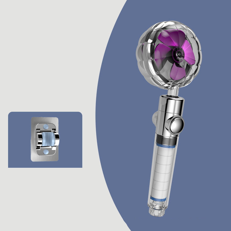 Contemporary Hand Shower Round Plastic Hand Shower with Adjustable Spray Pattern Purple Shower Head with Wall Pedestal Clearhalo 'Bathroom Remodel & Bathroom Fixtures' 'Home Improvement' 'home_improvement' 'home_improvement_shower_heads' 'Shower Heads' 'shower_heads' 'Showers & Bathtubs Plumbing' 'Showers & Bathtubs' 7044418