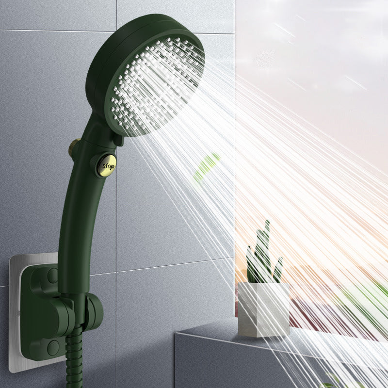 Plastic Hand Shower Round Adjustable Spray Pattern Hand Shower Green Shower & Hose & Punch-Free Bracket Clearhalo 'Bathroom Remodel & Bathroom Fixtures' 'Home Improvement' 'home_improvement' 'home_improvement_shower_heads' 'Shower Heads' 'shower_heads' 'Showers & Bathtubs Plumbing' 'Showers & Bathtubs' 7044426