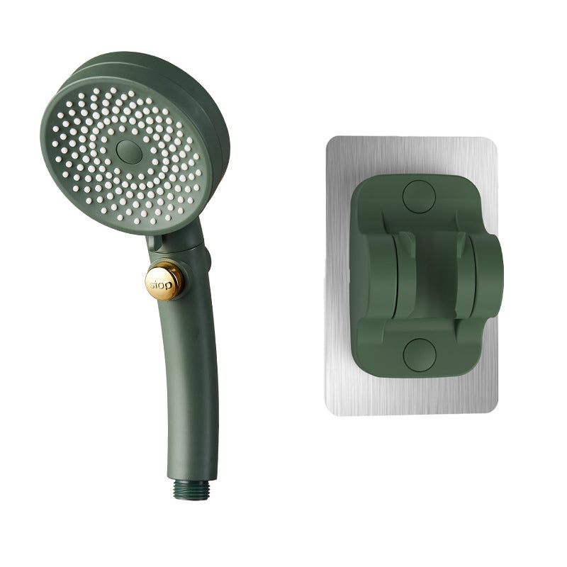 Plastic Hand Shower Round Adjustable Spray Pattern Hand Shower Green Shower & No Punch Bracket Clearhalo 'Bathroom Remodel & Bathroom Fixtures' 'Home Improvement' 'home_improvement' 'home_improvement_shower_heads' 'Shower Heads' 'shower_heads' 'Showers & Bathtubs Plumbing' 'Showers & Bathtubs' 7044427