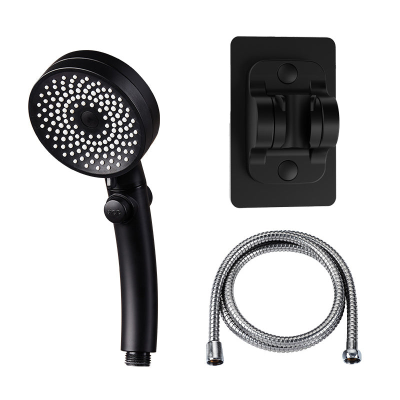 Plastic Hand Shower Round Adjustable Spray Pattern Hand Shower Black Shower & Hose & Punch-Free Bracket Clearhalo 'Bathroom Remodel & Bathroom Fixtures' 'Home Improvement' 'home_improvement' 'home_improvement_shower_heads' 'Shower Heads' 'shower_heads' 'Showers & Bathtubs Plumbing' 'Showers & Bathtubs' 7044432