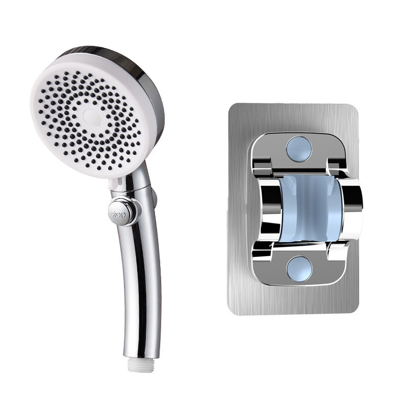Plastic Hand Shower Round Adjustable Spray Pattern Hand Shower Silver Shower & No Punch Bracket Clearhalo 'Bathroom Remodel & Bathroom Fixtures' 'Home Improvement' 'home_improvement' 'home_improvement_shower_heads' 'Shower Heads' 'shower_heads' 'Showers & Bathtubs Plumbing' 'Showers & Bathtubs' 7044435