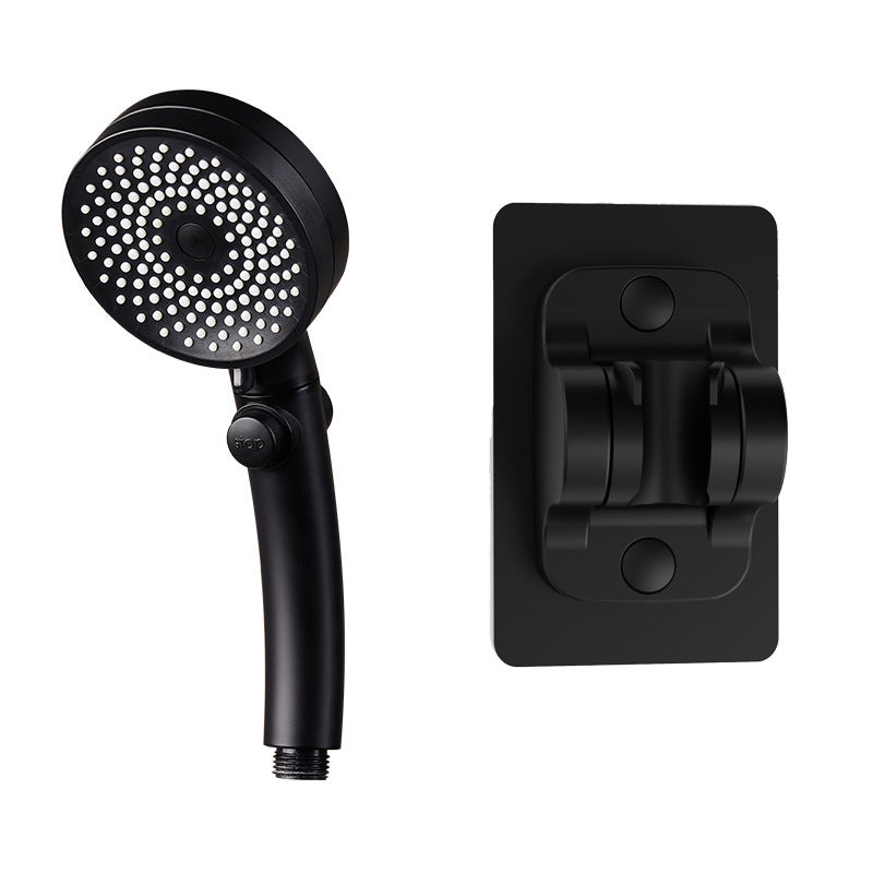 Plastic Hand Shower Round Adjustable Spray Pattern Hand Shower Black Shower & No Punch Bracket Clearhalo 'Bathroom Remodel & Bathroom Fixtures' 'Home Improvement' 'home_improvement' 'home_improvement_shower_heads' 'Shower Heads' 'shower_heads' 'Showers & Bathtubs Plumbing' 'Showers & Bathtubs' 7044437