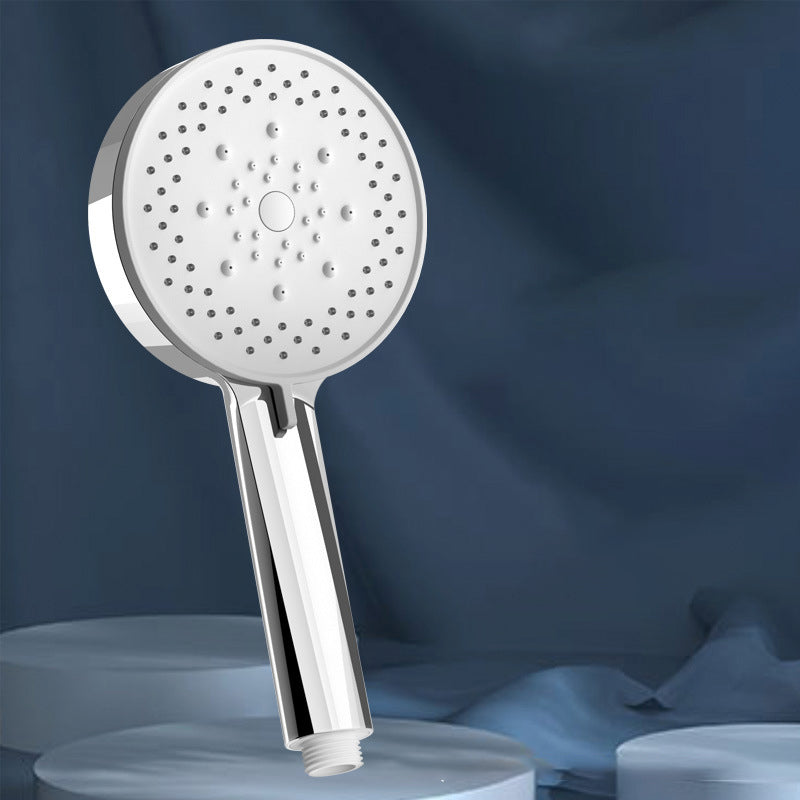 Plastic Hand Shower Round Handheld Shower Head with Adjustable Spray Pattern Silver Clearhalo 'Bathroom Remodel & Bathroom Fixtures' 'Home Improvement' 'home_improvement' 'home_improvement_shower_heads' 'Shower Heads' 'shower_heads' 'Showers & Bathtubs Plumbing' 'Showers & Bathtubs' 7044441