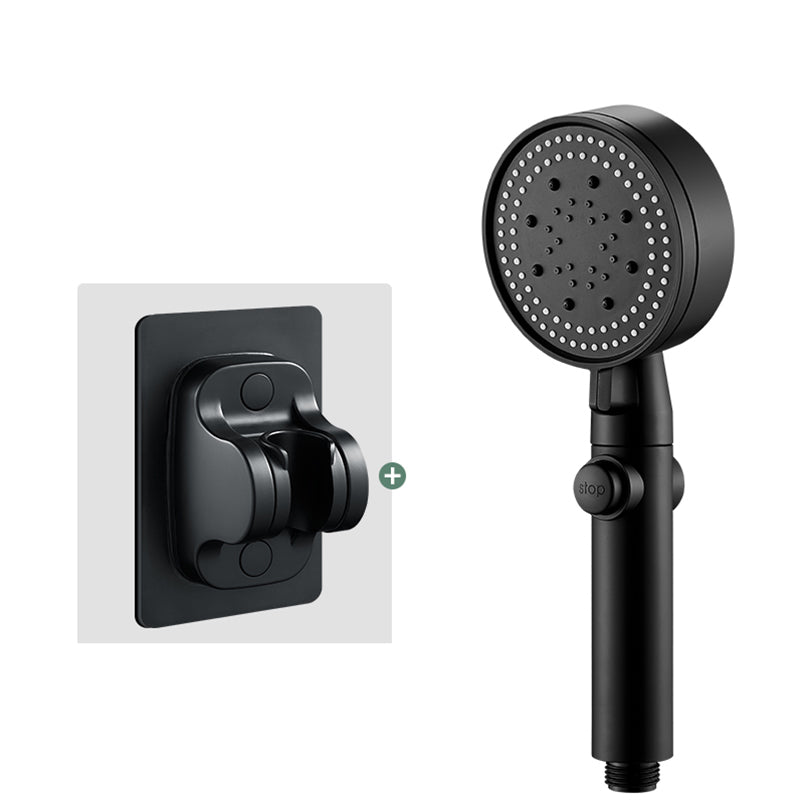 Round Handheld Shower Head Modern Plastic Shower Head with Self-Cleaning Black Shower & No Punch Bracket None Clearhalo 'Bathroom Remodel & Bathroom Fixtures' 'Home Improvement' 'home_improvement' 'home_improvement_shower_heads' 'Shower Heads' 'shower_heads' 'Showers & Bathtubs Plumbing' 'Showers & Bathtubs' 7044464
