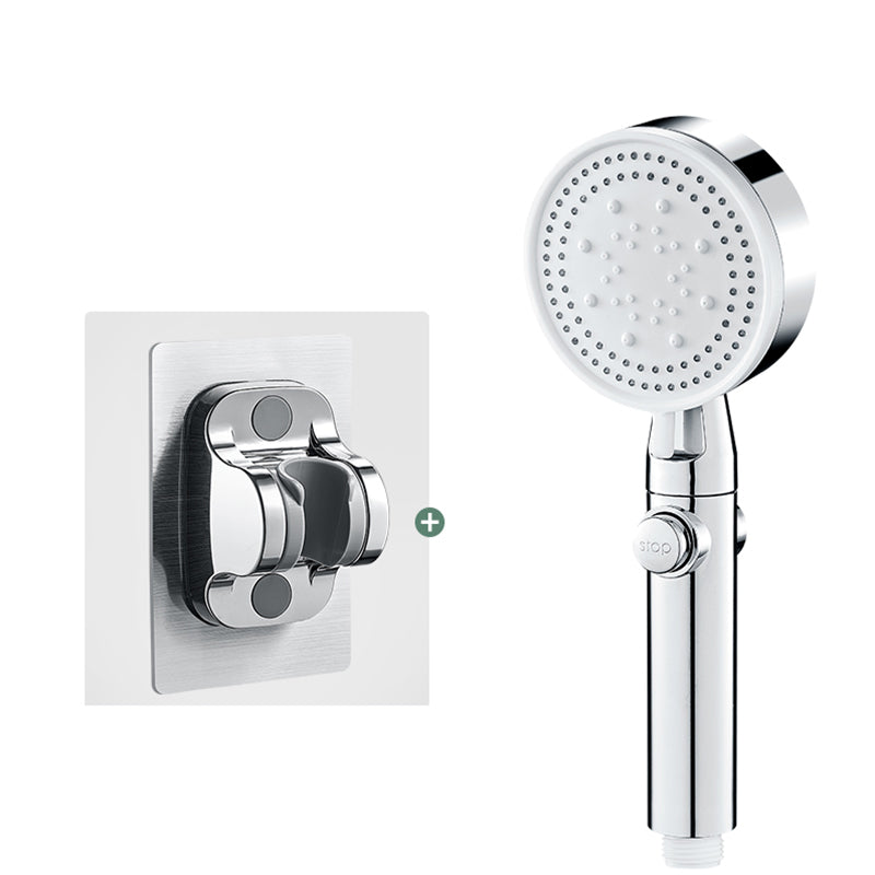 Round Handheld Shower Head Modern Plastic Shower Head with Self-Cleaning Silver Shower & No Punch Bracket None Clearhalo 'Bathroom Remodel & Bathroom Fixtures' 'Home Improvement' 'home_improvement' 'home_improvement_shower_heads' 'Shower Heads' 'shower_heads' 'Showers & Bathtubs Plumbing' 'Showers & Bathtubs' 7044465