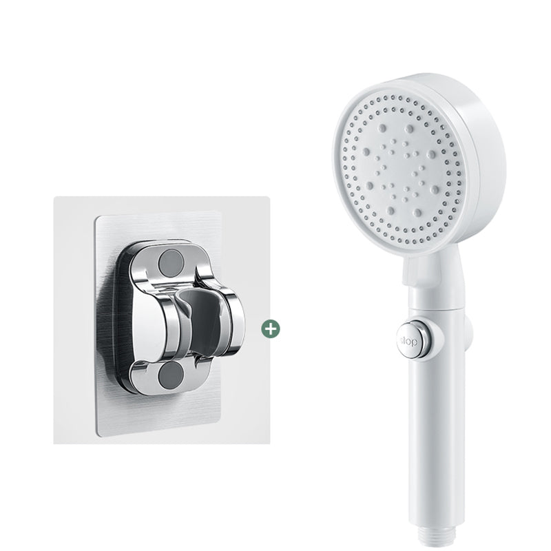 Round Handheld Shower Head Modern Plastic Shower Head with Self-Cleaning White Shower & No Punch Bracket None Clearhalo 'Bathroom Remodel & Bathroom Fixtures' 'Home Improvement' 'home_improvement' 'home_improvement_shower_heads' 'Shower Heads' 'shower_heads' 'Showers & Bathtubs Plumbing' 'Showers & Bathtubs' 7044466