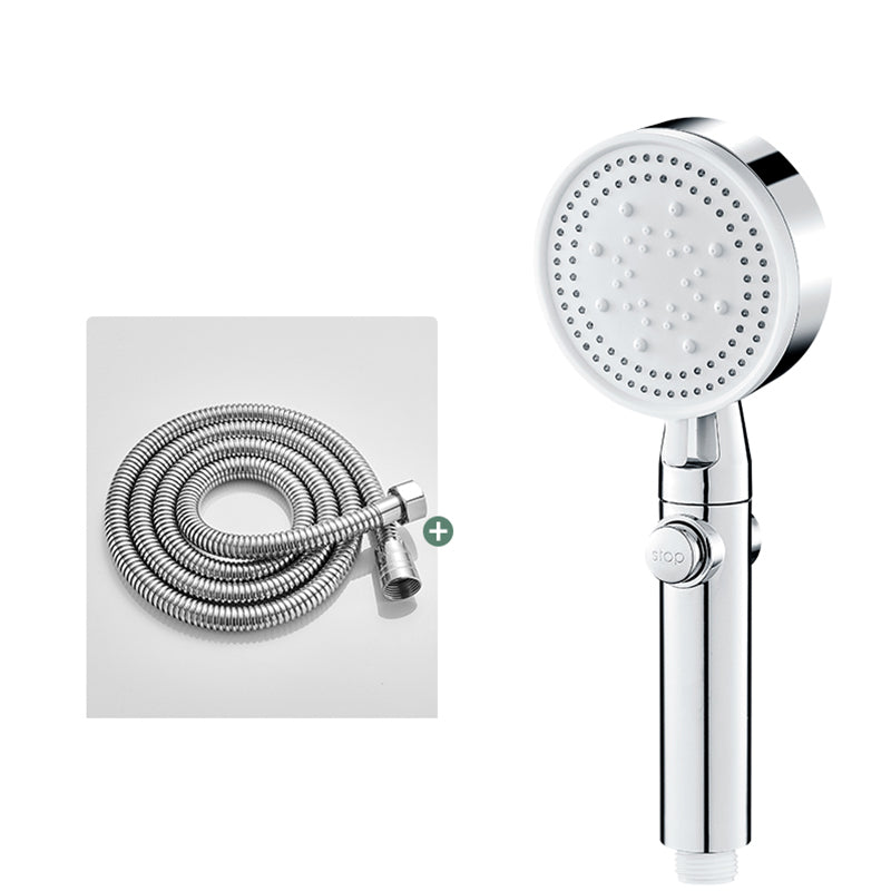 Round Handheld Shower Head Modern Plastic Shower Head with Self-Cleaning Silver Shower Head with Hose 2 meter Hose Clearhalo 'Bathroom Remodel & Bathroom Fixtures' 'Home Improvement' 'home_improvement' 'home_improvement_shower_heads' 'Shower Heads' 'shower_heads' 'Showers & Bathtubs Plumbing' 'Showers & Bathtubs' 7044467