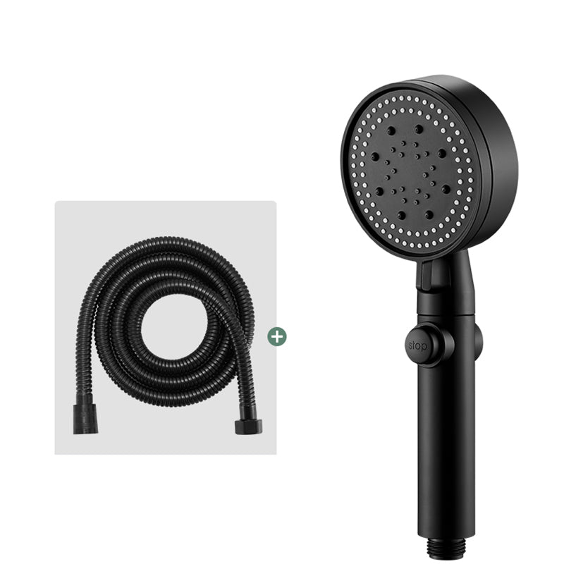 Round Handheld Shower Head Modern Plastic Shower Head with Self-Cleaning Black Shower Head with Hose 2 meter Hose Clearhalo 'Bathroom Remodel & Bathroom Fixtures' 'Home Improvement' 'home_improvement' 'home_improvement_shower_heads' 'Shower Heads' 'shower_heads' 'Showers & Bathtubs Plumbing' 'Showers & Bathtubs' 7044469