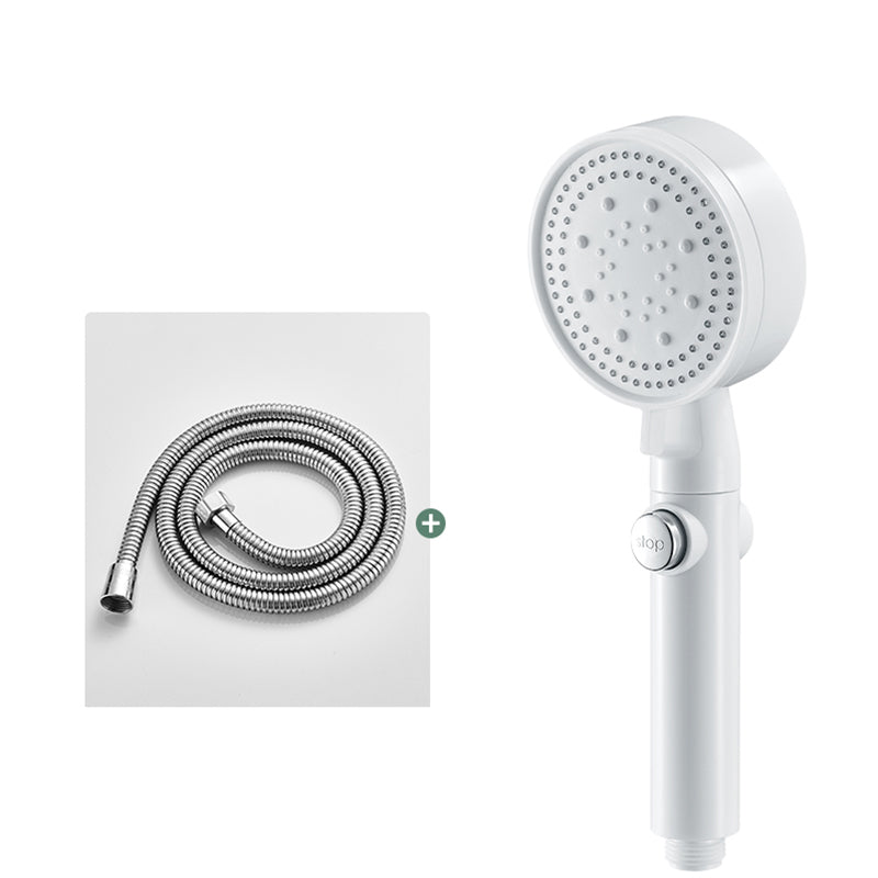 Round Handheld Shower Head Modern Plastic Shower Head with Self-Cleaning White Shower Head with Hose 1.5 meter Hose Clearhalo 'Bathroom Remodel & Bathroom Fixtures' 'Home Improvement' 'home_improvement' 'home_improvement_shower_heads' 'Shower Heads' 'shower_heads' 'Showers & Bathtubs Plumbing' 'Showers & Bathtubs' 7044471