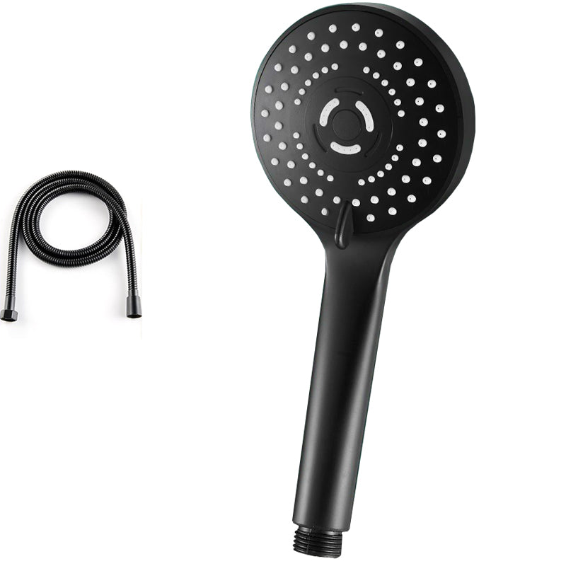 Round Shower Head Plastic Modern Shower Head with Adjustable Spray Pattern Black Shower Head with Hose 1.5 meter Hose Clearhalo 'Bathroom Remodel & Bathroom Fixtures' 'Home Improvement' 'home_improvement' 'home_improvement_shower_heads' 'Shower Heads' 'shower_heads' 'Showers & Bathtubs Plumbing' 'Showers & Bathtubs' 7044498
