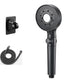 Round Shower Head Plastic Modern Shower Head with Adjustable Spray Pattern Matte Black Shower Heads & Hose & Wall pedestal 1.5 meter Hose Clearhalo 'Bathroom Remodel & Bathroom Fixtures' 'Home Improvement' 'home_improvement' 'home_improvement_shower_heads' 'Shower Heads' 'shower_heads' 'Showers & Bathtubs Plumbing' 'Showers & Bathtubs' 7044512
