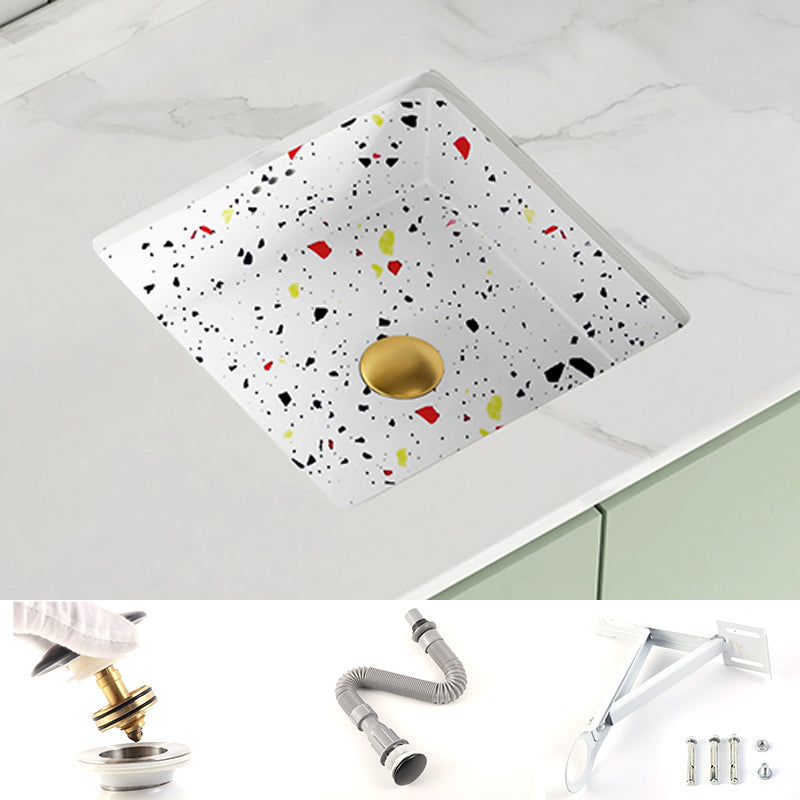 Modern Undermount Vanity Sink Square Porcelain with Pop-Up Drain Basin Sink Beige Sink Clearhalo 'Bathroom Remodel & Bathroom Fixtures' 'Bathroom Sinks & Faucet Components' 'Bathroom Sinks' 'bathroom_sink' 'Home Improvement' 'home_improvement' 'home_improvement_bathroom_sink' 7046260