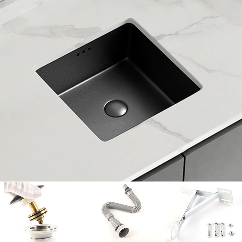 Modern Undermount Vanity Sink Square Porcelain with Pop-Up Drain Basin Sink Black Sink Clearhalo 'Bathroom Remodel & Bathroom Fixtures' 'Bathroom Sinks & Faucet Components' 'Bathroom Sinks' 'bathroom_sink' 'Home Improvement' 'home_improvement' 'home_improvement_bathroom_sink' 7046261