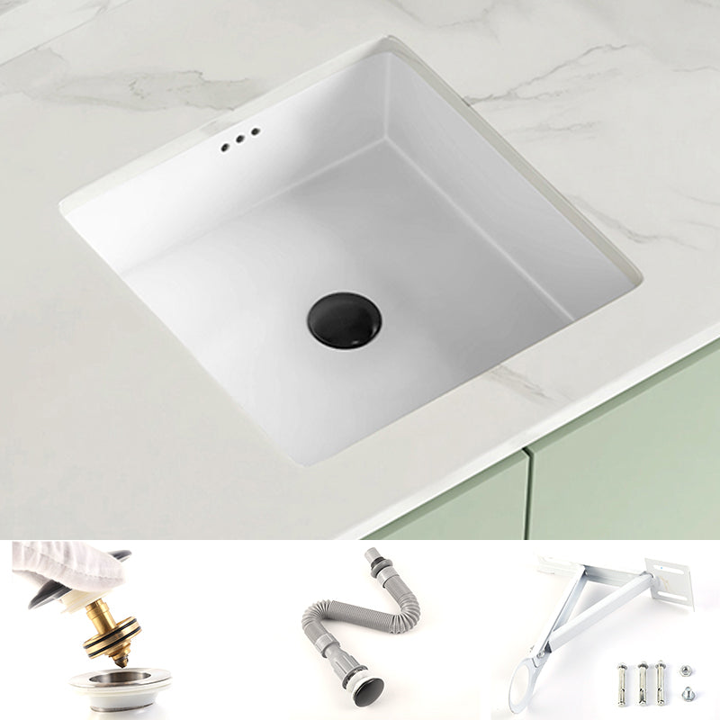 Modern Undermount Vanity Sink Square Porcelain with Pop-Up Drain Basin Sink White Sink Clearhalo 'Bathroom Remodel & Bathroom Fixtures' 'Bathroom Sinks & Faucet Components' 'Bathroom Sinks' 'bathroom_sink' 'Home Improvement' 'home_improvement' 'home_improvement_bathroom_sink' 7046265