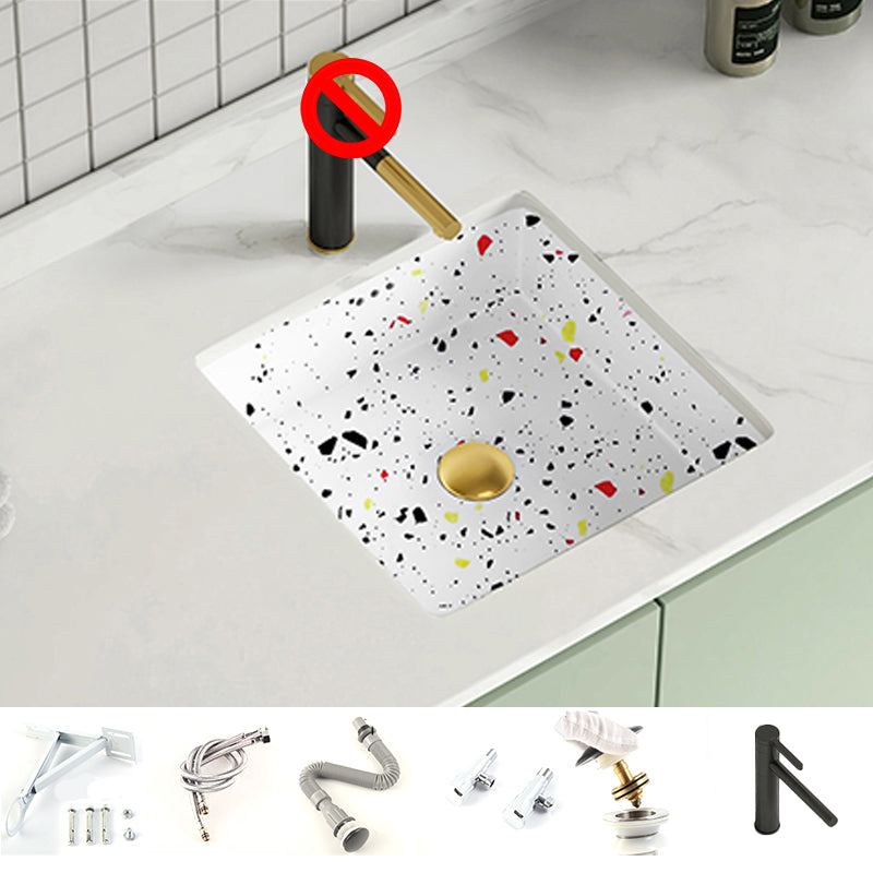 Modern Undermount Vanity Sink Square Porcelain with Pop-Up Drain Basin Sink Beige Sink with Faucet Clearhalo 'Bathroom Remodel & Bathroom Fixtures' 'Bathroom Sinks & Faucet Components' 'Bathroom Sinks' 'bathroom_sink' 'Home Improvement' 'home_improvement' 'home_improvement_bathroom_sink' 7046267