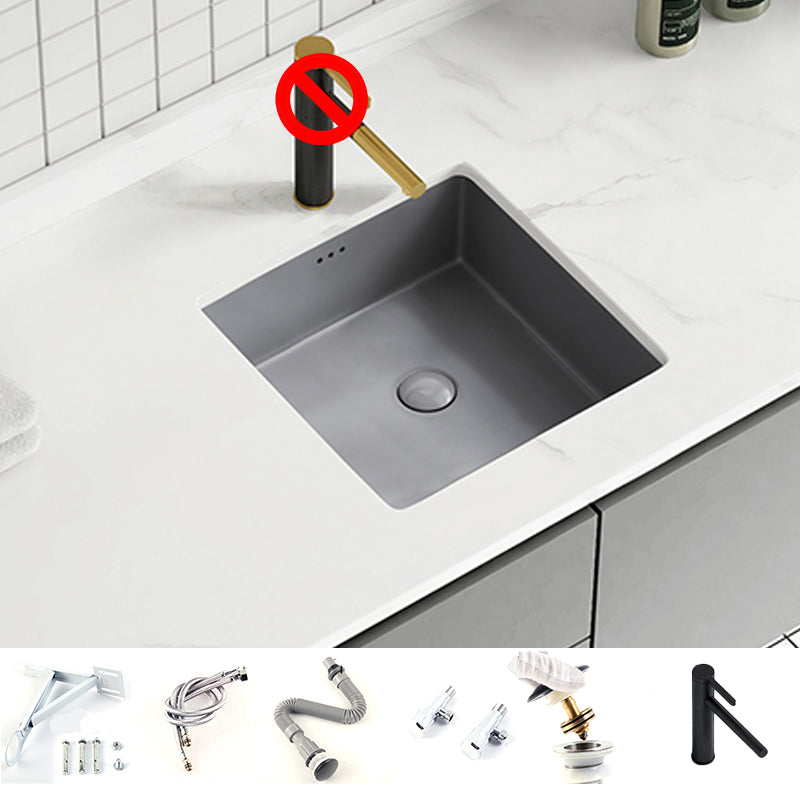 Modern Undermount Vanity Sink Square Porcelain with Pop-Up Drain Basin Sink Grey Sink with Faucet Clearhalo 'Bathroom Remodel & Bathroom Fixtures' 'Bathroom Sinks & Faucet Components' 'Bathroom Sinks' 'bathroom_sink' 'Home Improvement' 'home_improvement' 'home_improvement_bathroom_sink' 7046270