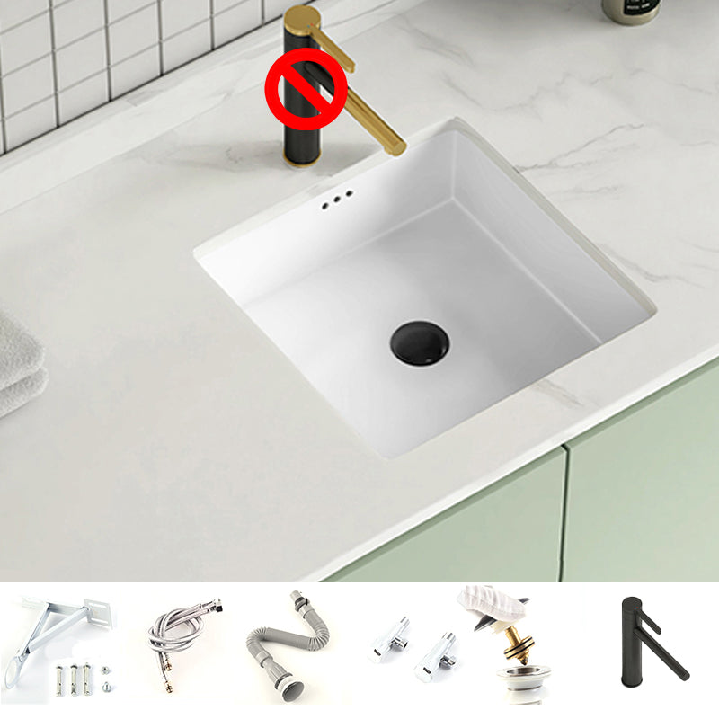 Modern Undermount Vanity Sink Square Porcelain with Pop-Up Drain Basin Sink White Sink with Faucet Clearhalo 'Bathroom Remodel & Bathroom Fixtures' 'Bathroom Sinks & Faucet Components' 'Bathroom Sinks' 'bathroom_sink' 'Home Improvement' 'home_improvement' 'home_improvement_bathroom_sink' 7046271