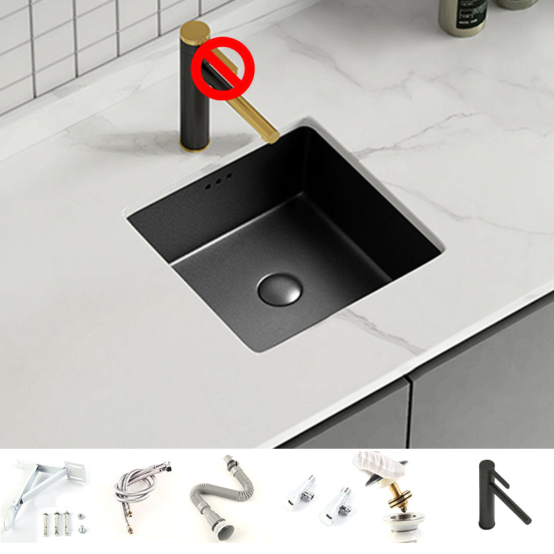 Modern Undermount Vanity Sink Square Porcelain with Pop-Up Drain Basin Sink Black Sink with Faucet Clearhalo 'Bathroom Remodel & Bathroom Fixtures' 'Bathroom Sinks & Faucet Components' 'Bathroom Sinks' 'bathroom_sink' 'Home Improvement' 'home_improvement' 'home_improvement_bathroom_sink' 7046272