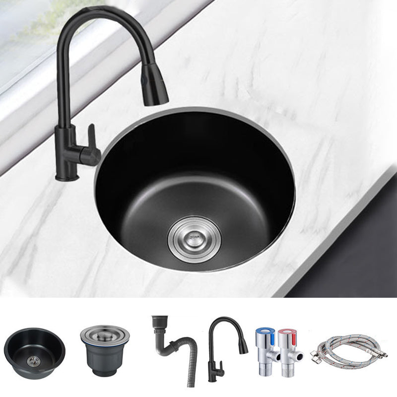 Contemporary Style Kitchen Sink Stainless Steel Round Drop-In Kitchen Sink Sink with Faucet Pull Out Faucet Clearhalo 'Home Improvement' 'home_improvement' 'home_improvement_kitchen_sinks' 'Kitchen Remodel & Kitchen Fixtures' 'Kitchen Sinks & Faucet Components' 'Kitchen Sinks' 'kitchen_sinks' 7046278