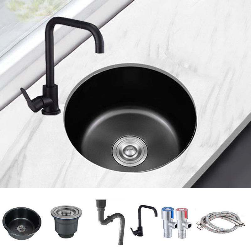 Contemporary Style Kitchen Sink Stainless Steel Round Drop-In Kitchen Sink Sink with Faucet Straight Faucet Clearhalo 'Home Improvement' 'home_improvement' 'home_improvement_kitchen_sinks' 'Kitchen Remodel & Kitchen Fixtures' 'Kitchen Sinks & Faucet Components' 'Kitchen Sinks' 'kitchen_sinks' 7046284