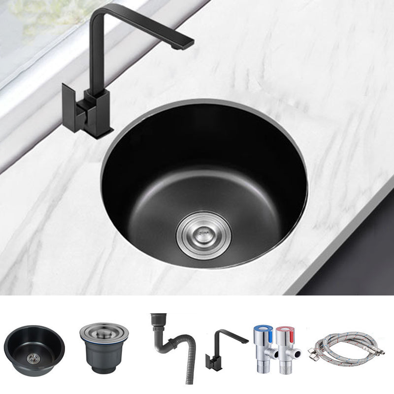 Contemporary Style Kitchen Sink Stainless Steel Round Drop-In Kitchen Sink Sink with Faucet 7 Shape Cold Hot Faucet Clearhalo 'Home Improvement' 'home_improvement' 'home_improvement_kitchen_sinks' 'Kitchen Remodel & Kitchen Fixtures' 'Kitchen Sinks & Faucet Components' 'Kitchen Sinks' 'kitchen_sinks' 7046286