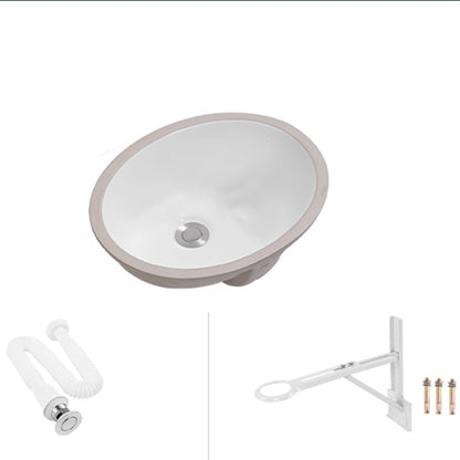 Modern Oval Wash Stand Ceramic Metal Undermount Bathroom Sink 16"L x 15"W x 8"H Sink Clearhalo 'Bathroom Remodel & Bathroom Fixtures' 'Bathroom Sinks & Faucet Components' 'Bathroom Sinks' 'bathroom_sink' 'Home Improvement' 'home_improvement' 'home_improvement_bathroom_sink' 7046370