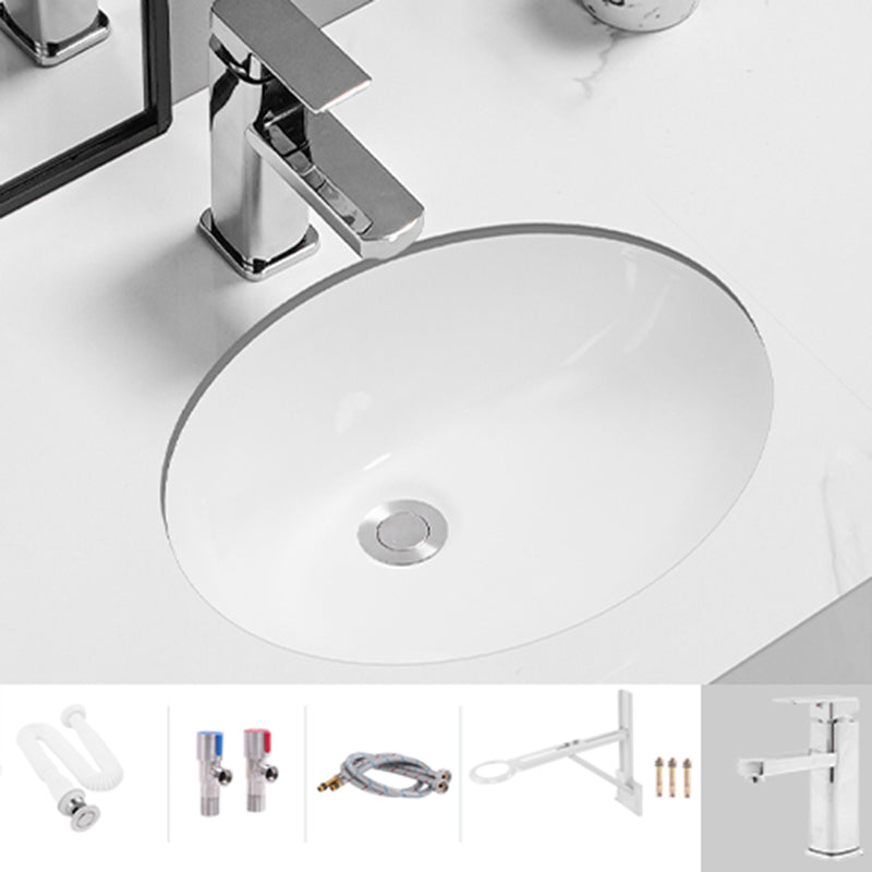 Modern Oval Wash Stand Ceramic Metal Undermount Bathroom Sink 18"L x 15"W x 8"H Sink with Faucet Clearhalo 'Bathroom Remodel & Bathroom Fixtures' 'Bathroom Sinks & Faucet Components' 'Bathroom Sinks' 'bathroom_sink' 'Home Improvement' 'home_improvement' 'home_improvement_bathroom_sink' 7046380