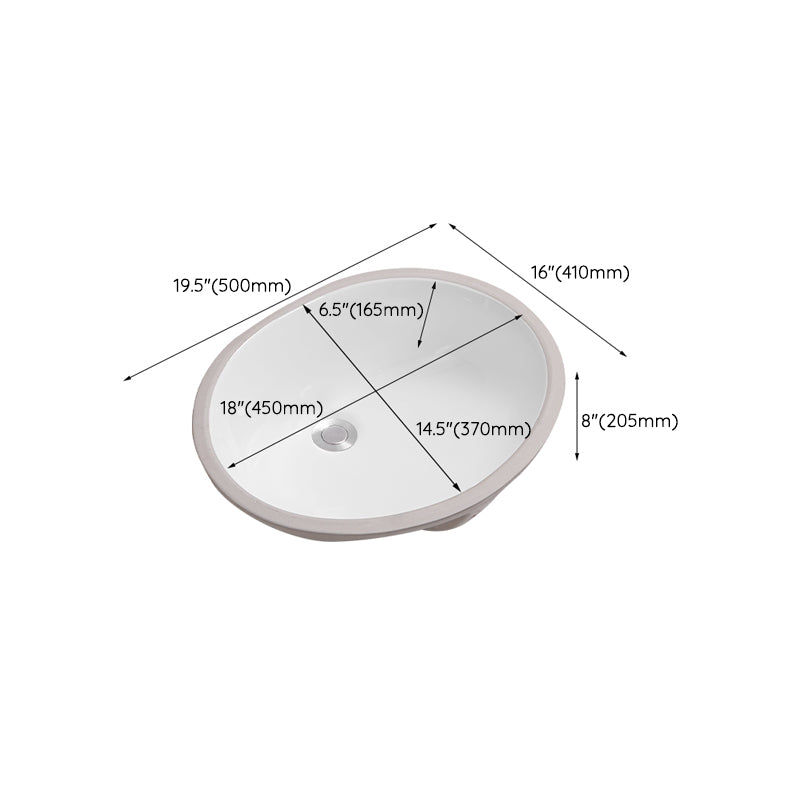 Modern Oval Wash Stand Ceramic Metal Undermount Bathroom Sink Clearhalo 'Bathroom Remodel & Bathroom Fixtures' 'Bathroom Sinks & Faucet Components' 'Bathroom Sinks' 'bathroom_sink' 'Home Improvement' 'home_improvement' 'home_improvement_bathroom_sink' 7046384