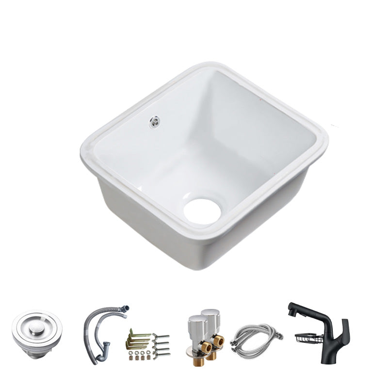 Modern Bathroom Sink Porcelain with Overflow and Drain Assembly Undermount Vanity Sink 16"L x 14"W x 8"H Low Arc Sink with Faucet Clearhalo 'Bathroom Remodel & Bathroom Fixtures' 'Bathroom Sinks & Faucet Components' 'Bathroom Sinks' 'bathroom_sink' 'Home Improvement' 'home_improvement' 'home_improvement_bathroom_sink' 7046410