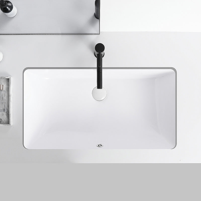 Modern Undermount Bathroom Sink Rectangular Porcelain with Faucet Basin Sink Clearhalo 'Bathroom Remodel & Bathroom Fixtures' 'Bathroom Sinks & Faucet Components' 'Bathroom Sinks' 'bathroom_sink' 'Home Improvement' 'home_improvement' 'home_improvement_bathroom_sink' 7046430