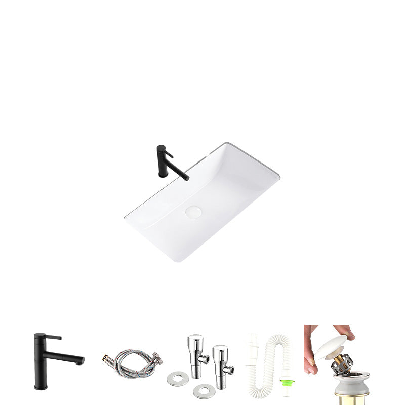 Modern Undermount Bathroom Sink Rectangular Porcelain with Faucet Basin Sink 28"L x 16"W x 9"H Sink with Faucet Clearhalo 'Bathroom Remodel & Bathroom Fixtures' 'Bathroom Sinks & Faucet Components' 'Bathroom Sinks' 'bathroom_sink' 'Home Improvement' 'home_improvement' 'home_improvement_bathroom_sink' 7046432